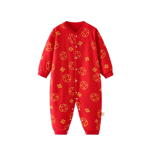 班杰威尔纯棉衣服婴儿连体衣新生儿满月百天宝宝周岁爬服春秋款