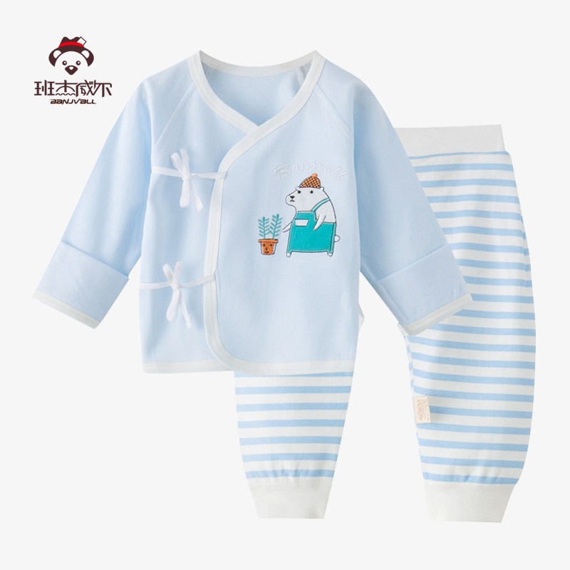 新生婴儿纯棉系带和尚服套装