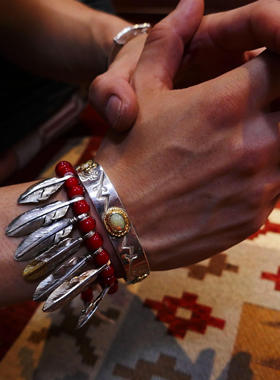 znative原first arrows雕金师手工雕刻金樱花欧帕唐草手镯