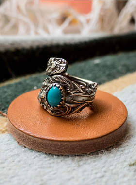 znative原firstarrows职人独立品牌古董银勺松石戒指可情侣