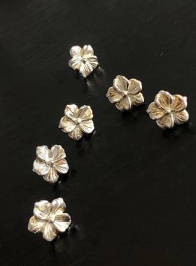 znative原firstarrows雕金师2020匠人手作芙蓉花耳钉银一对