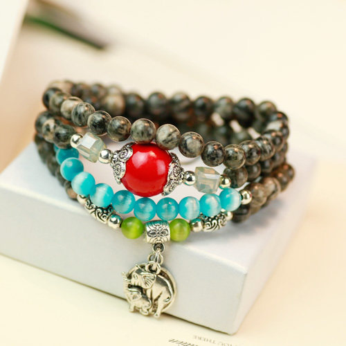 清凉紫色粉色石晶石榴石串珠石头手链女韩版时尚多层韩版配件饰品