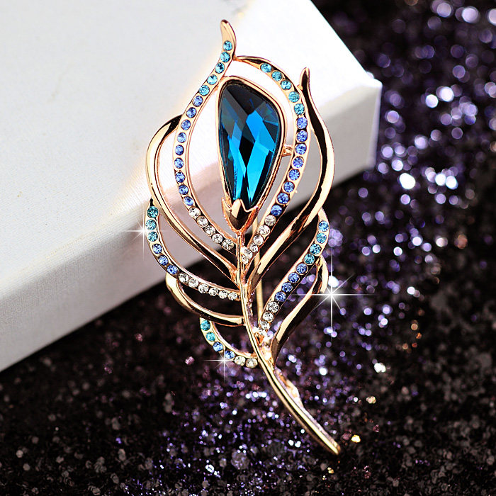 凤翎舞 韩国名媛气质水晶富贵百搭胸针女胸花别针韩版大衣配饰品