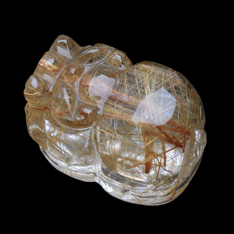 如鸿天然水晶金发晶貔貅摆件吊坠原石石头DIY饰品配件