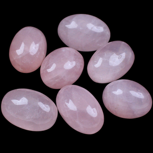 如鸿天然粉水晶矿石摆件椭圆形原石滚石小把玩件鱼缸装 饰石头奇石