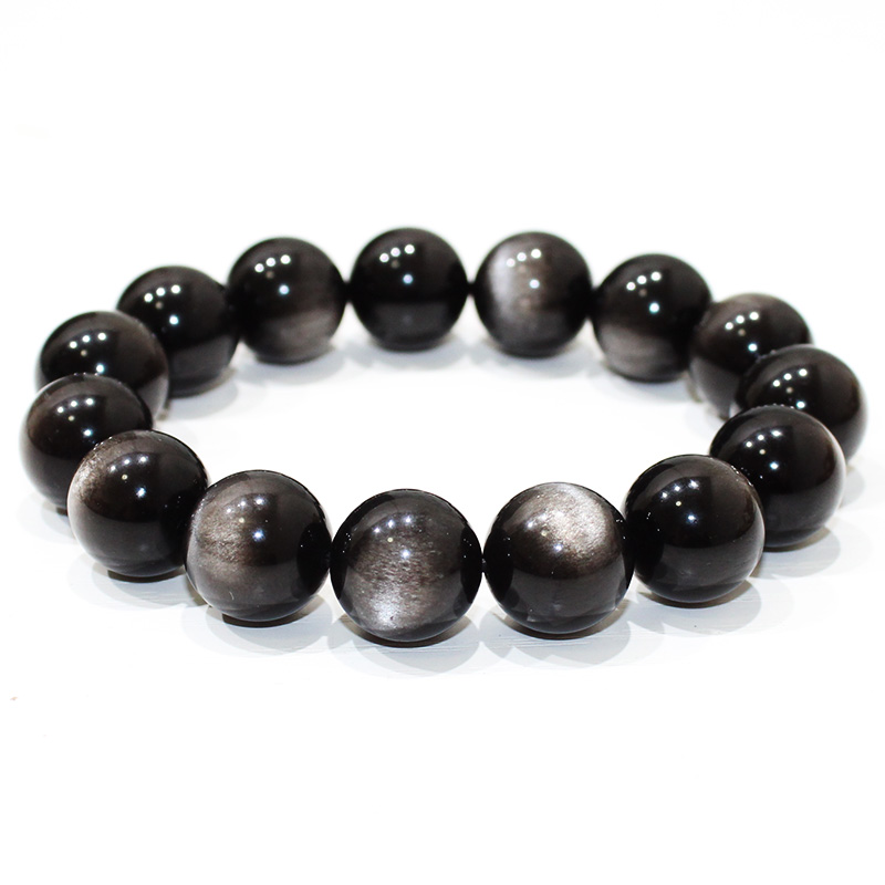 如鸿天然水晶手链银原矿石猫眼