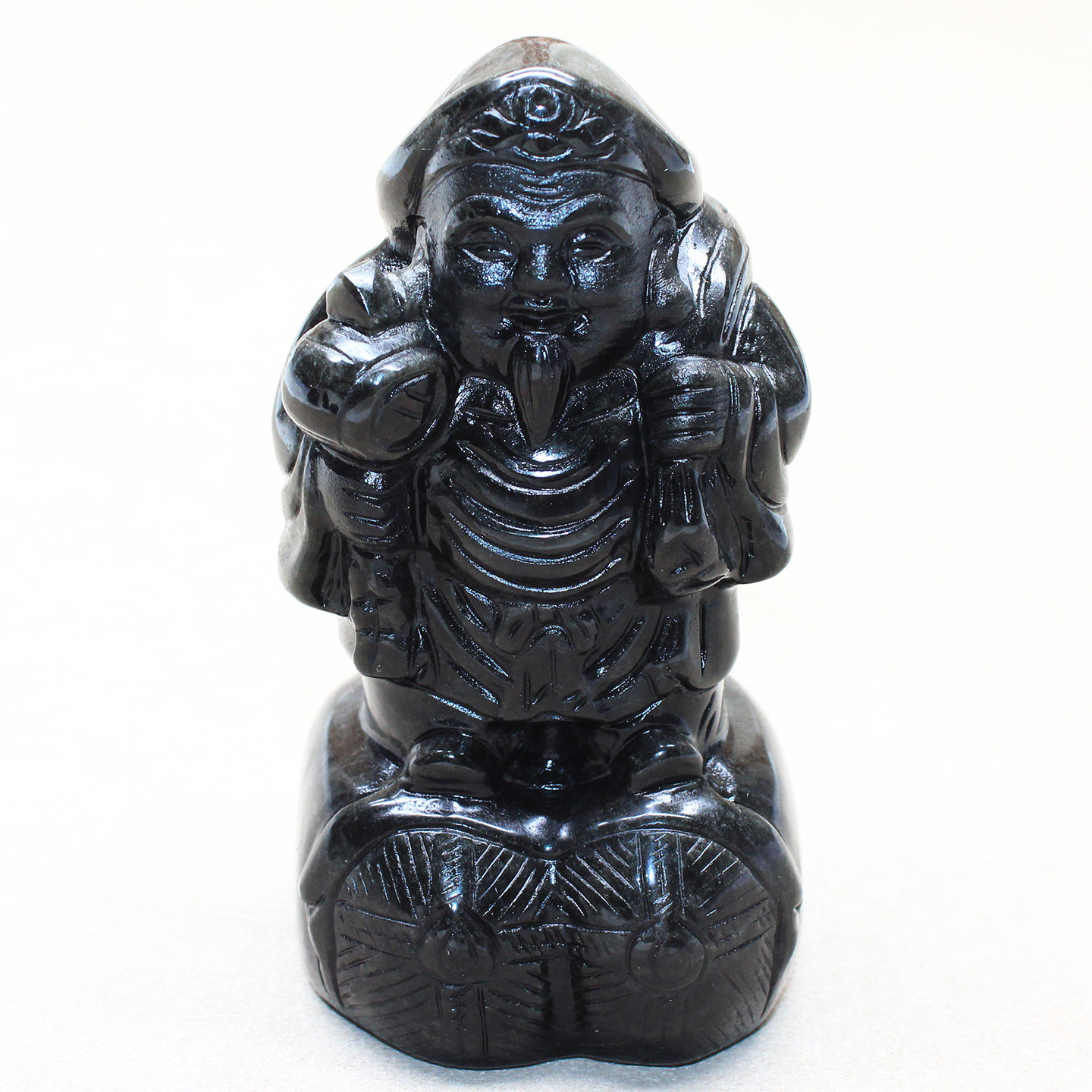 如鸿天然黑曜石大黑天招财摆件家居风水饰品客厅办公桌装饰礼品