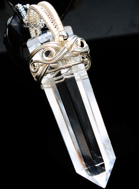 天然白水晶灵摆吊坠六棱柱