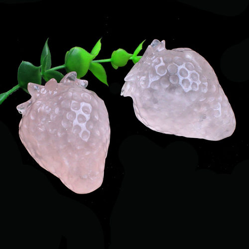 天然粉水晶草莓摆件原石