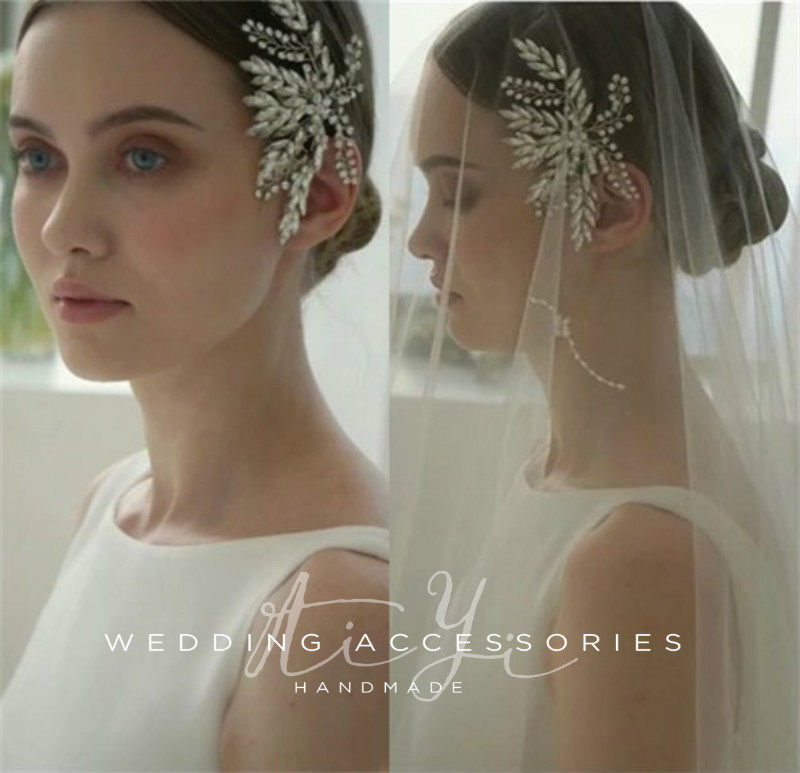 欧美高端手工闪耀水钻水晶藤蔓花枝发夹边夹舞台新娘结婚头饰