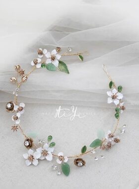 春意盎然森系绿叶花卉手工蔓藤