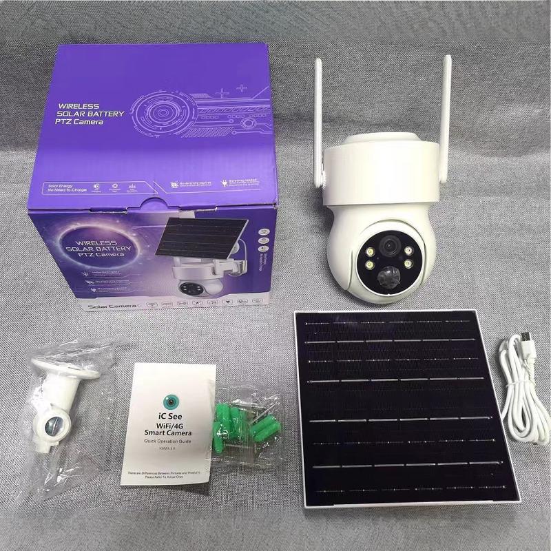 4G跨境不插电超级看看icsee太阳能摄像头wifi camera网络摄像机