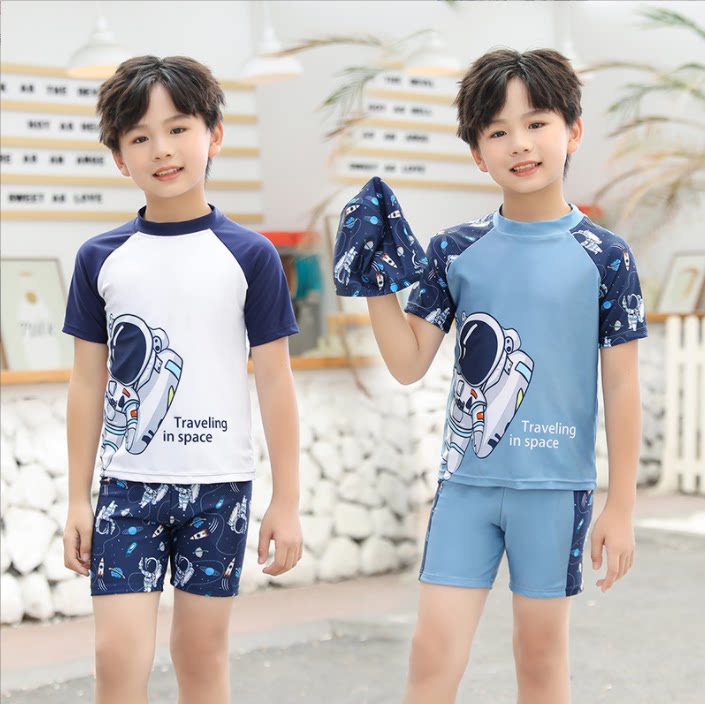 儿童泳衣男童夏天分体游泳衣宝宝儿童中大童速干温泉泳裤太空套装
