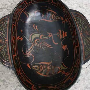 仿制战国麻胎漆器又称夹纻漆器脱胎漆器耳大号杯型美锈真收藏佳品