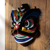 醒狮面具东方雄狮舞狮全脸手工动狮子面具演出舞台万圣圣诞节年会