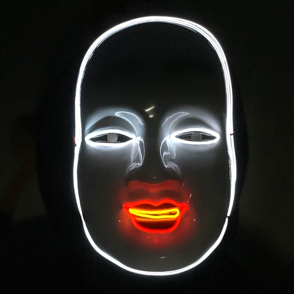 发光孙次郎能剧面具日本万圣节恐怖吓人鬼脸舞会派对酒吧直播道具