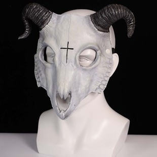 公山羊头骨面具燕尾蝶男士全脸剧本杀恐怖拍照道具cos装扮羊头人