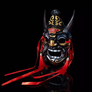 彩绘上色国风手工傩戏面具COS木雕ABS贵州非遗面具全脸中国风道具