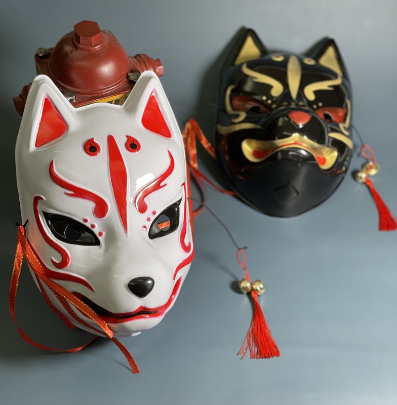 狗头狐妖动漫日式和风网红表演舞台面具狐狸全脸万圣节派对道具-封面