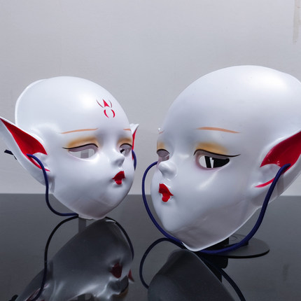 二次元道具萌妹子精灵面具幻城派对尤达节日面具网红主播搞怪笑脸