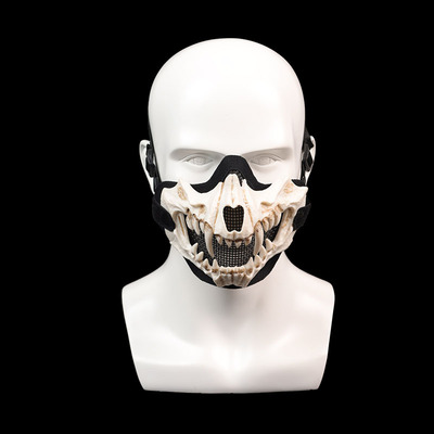 钢网獠牙半脸面具标准高透气防护战术摩托车骑行面具万圣cos面具