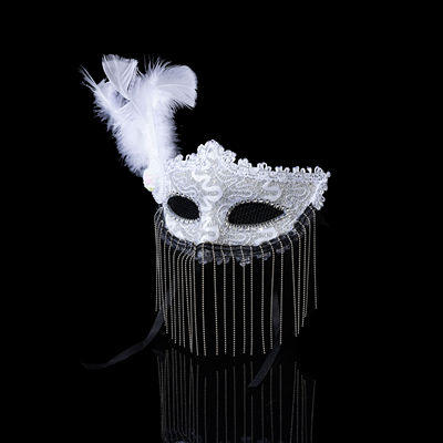 超仙面纱侧边羽毛珠链面具公主美女面具节日派对舞台表演COS面具