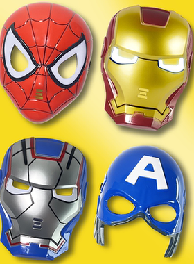 发光盾牌儿童蜘蛛侠钢铁侠面具玩具小男孩美国队长面罩卡通万圣节