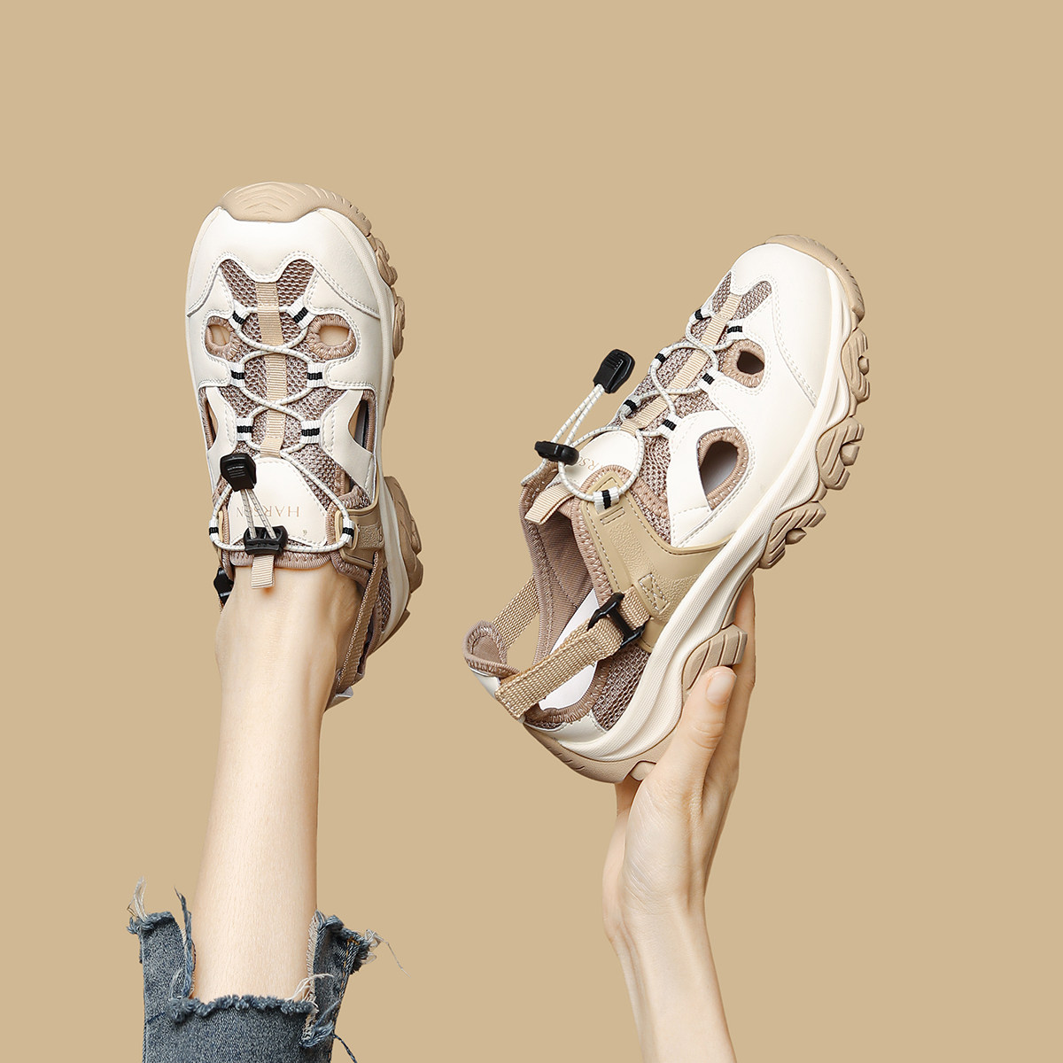 哈森户外涉水溯溪鞋凉鞋女鞋子2026新款夏季爆款镂空透气运动凉鞋