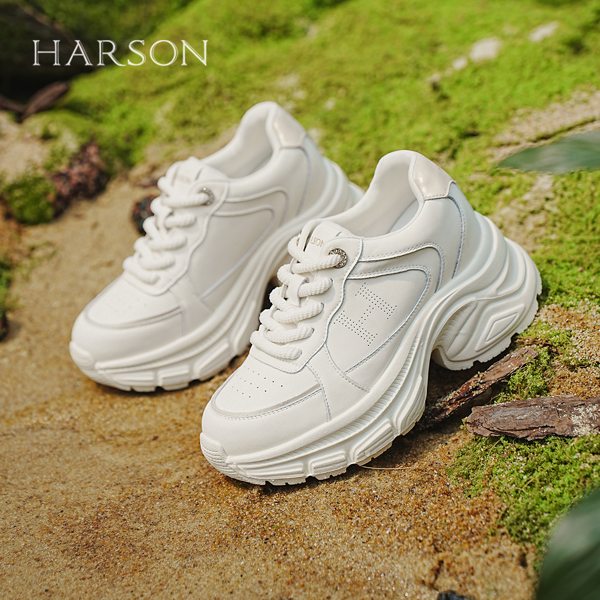 哈森厚底老爹鞋女款夏季2025新款登山透气百搭增高运动鞋休闲鞋子