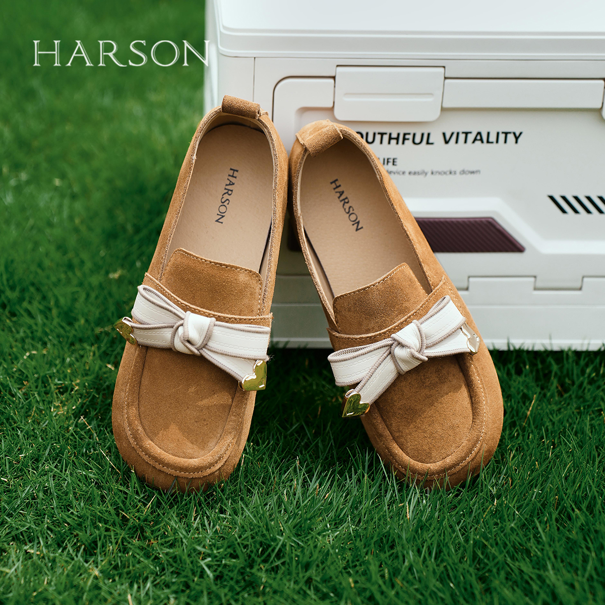 哈森一脚蹬勃肯鞋豆豆鞋