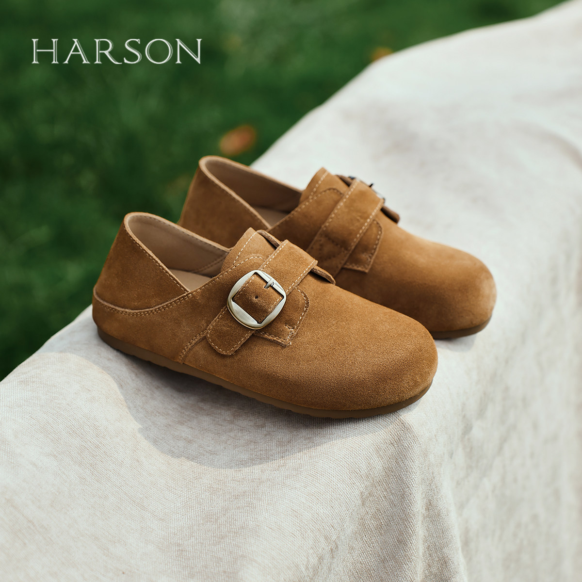 哈森复古勃肯鞋女鞋2025秋季新款舒适百搭休闲鞋一脚蹬时尚平底鞋,女鞋,时尚休闲鞋,淘宝优惠券,粉丝福利购,淘宝优惠卷