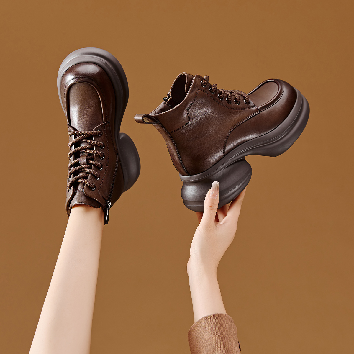 新款加绒小个子增高短筒马丁靴