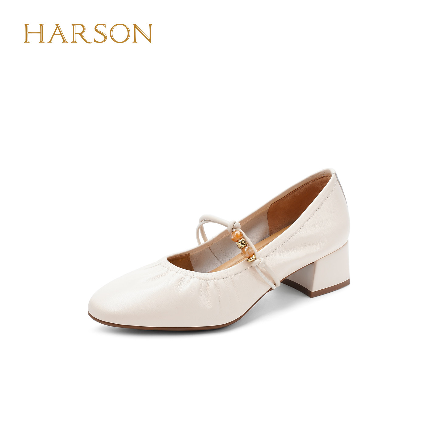哈森法式优雅一字带玛丽珍鞋粗中跟通勤女鞋2026新款HWS260123
