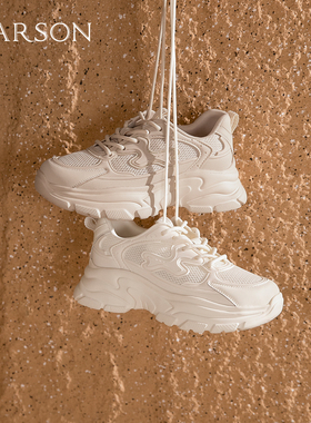 哈森厚底透气老爹鞋女四季可穿休闲百搭运动鞋2026新款HWCS260125