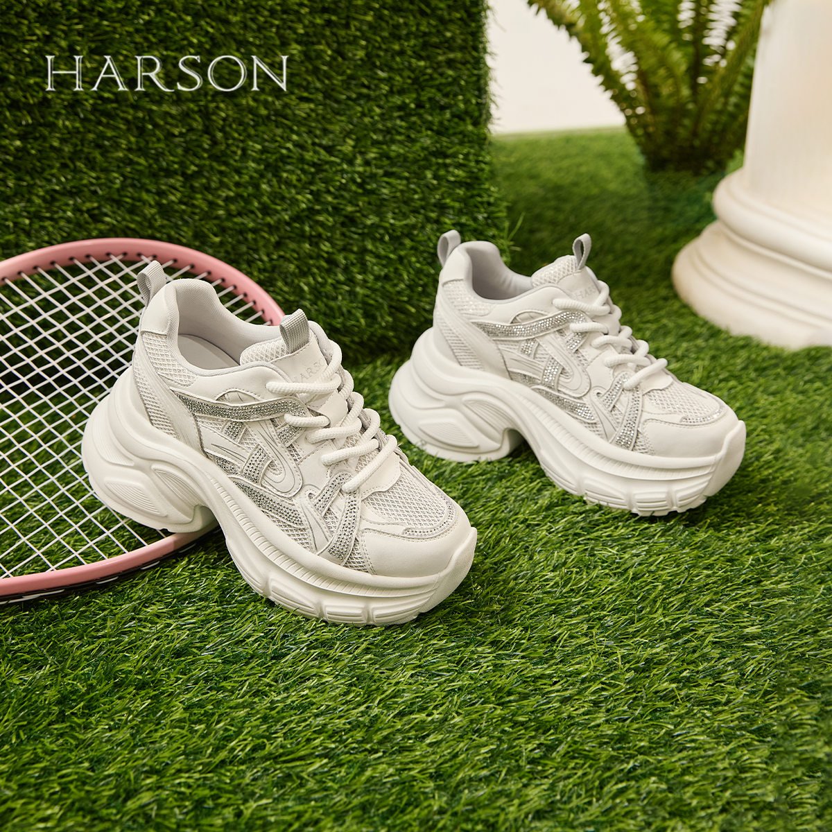 哈森夏季厚底增高透气运动老爹鞋