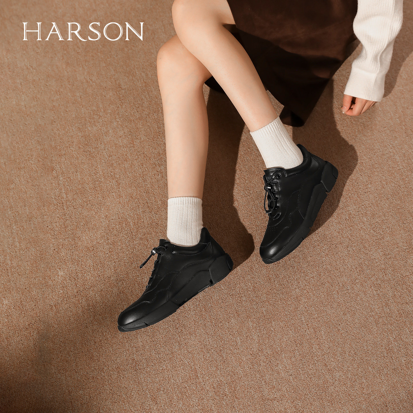 哈森时尚复古休闲鞋女2025秋冬新款舒适百搭增高单鞋HCA256107,女鞋,时尚休闲鞋,淘宝优惠券,粉丝福利购,淘宝优惠卷