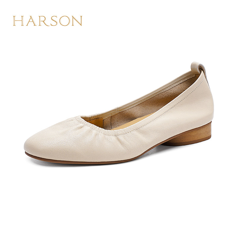 哈森法式真皮软底乐福鞋女舒适低跟豆豆鞋简约2026新款HWS260167,女鞋,乐福鞋（豆豆鞋）,淘宝优惠券,粉丝福利购,淘宝优惠卷
