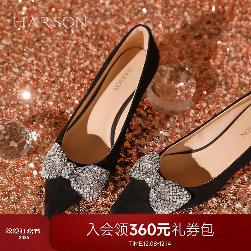 法式高跟鞋女鞋2025春季新款尖头细跟时尚蝴蝶结浅口单鞋HS25