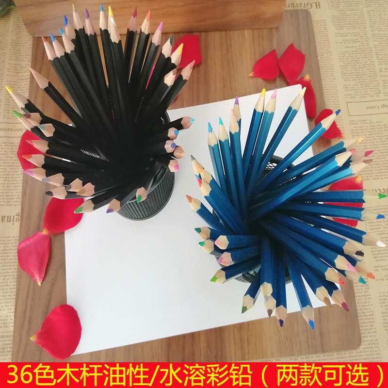 品牌木杆油性/水溶彩铅12/24/36/色绘画涂色秘密花园画室美术彩笔
