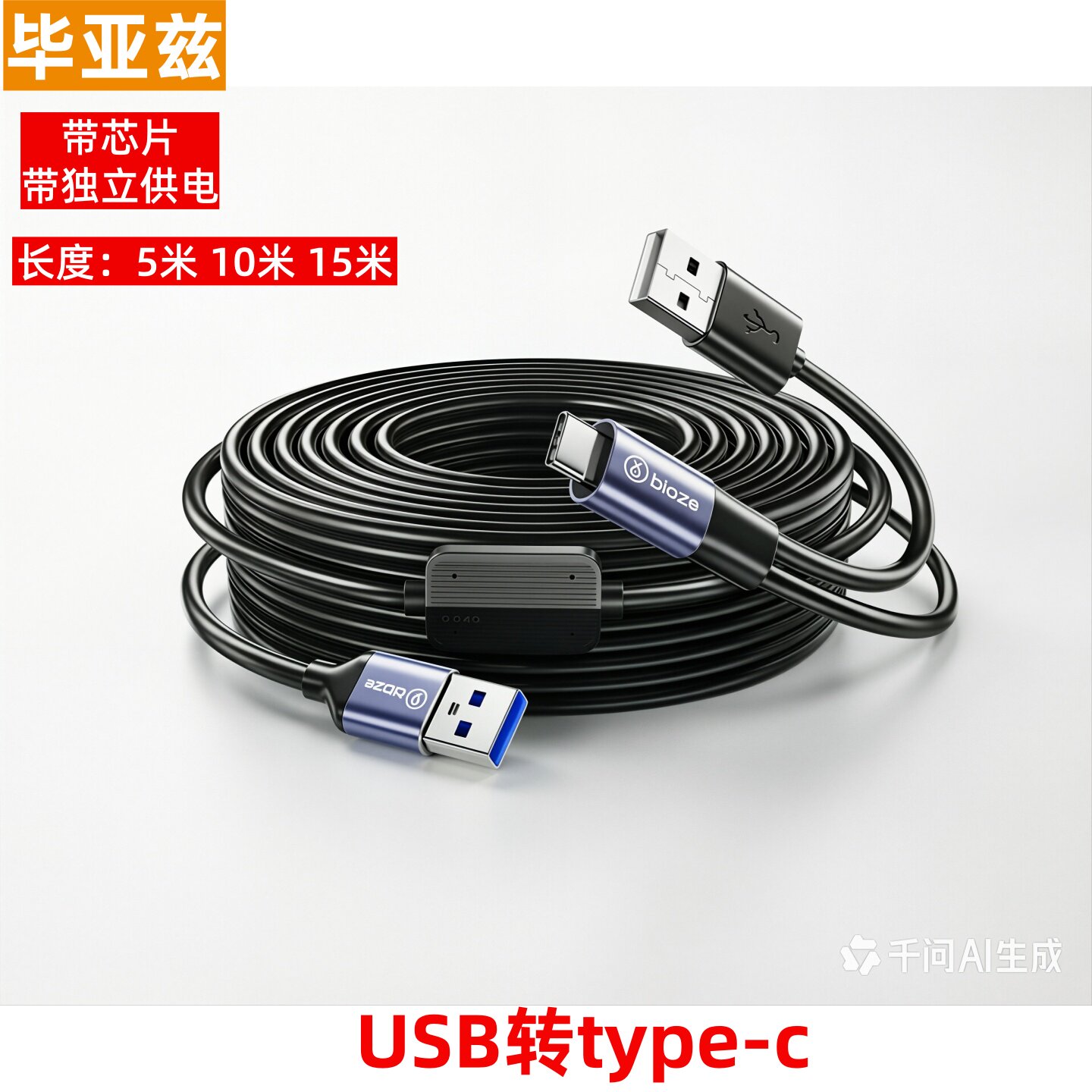 毕亚兹安卓快充usb转type-c数据