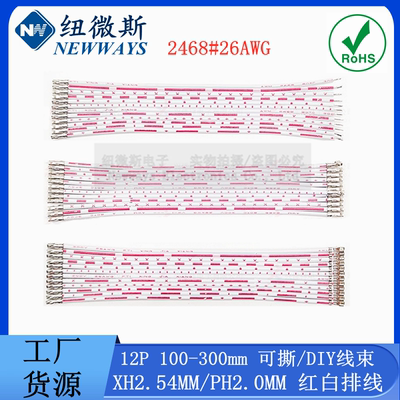 红白排线压端子排线2468#26AWG