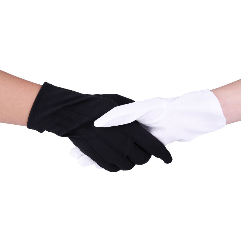 BLACK AND WHITE BEADED PLASTIC ANTI-SLIP DRIVER LABOR PROTECTION DRIVING BACK THREE-RIB ETIQUETTE CONCIERGE WORK MEN AND WOMEN BREATHABLE GLOVES