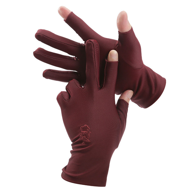 SPRING AUTUMN AND SUMMER HIGH-ELASTIC SPANDEX SPORTS CYCLING TWO-FINGER OUTDOOR TAKEAWAY SUNSCREEN THIN BREATHABLE CEREMONIAL JEWELRY GLOVES