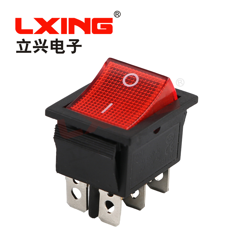 开关 KCD4-202N  KCD7  KCD8  6脚2档带灯 船型开关 翘板开关