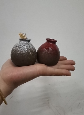 迷你陶瓷花瓶小口径插花小花器博古架桌面鱼缸摆件