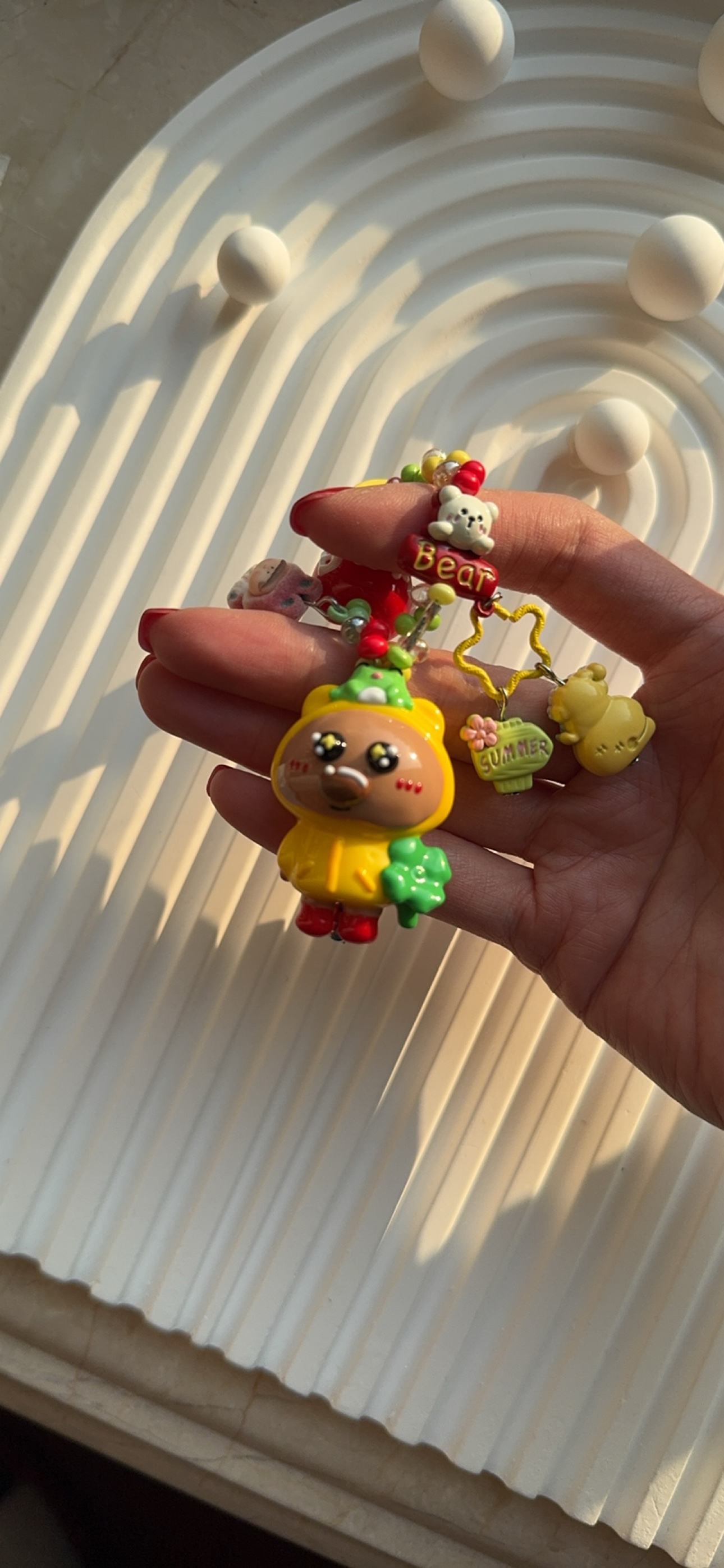 特价福福 柿子椒熊雨衣四叶草超萌手工重油diy手机链钥匙扣包挂件