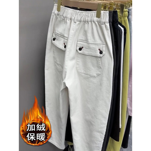秋冬加绒高腰显瘦直筒卫裤女