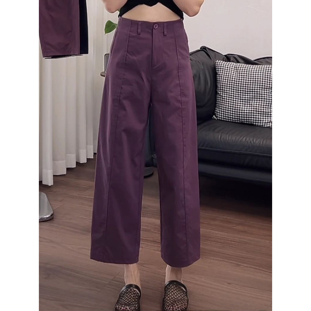 超好看紫色高级感直筒裤女士秋季新款高腰显瘦九分休闲百搭阔腿裤,女装/女士精品,休闲裤,淘宝优惠券,粉丝福利购,淘宝优惠卷
