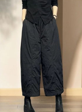 大码宽松夹棉纯色棉裤女冬季新款保暖舒适防风御寒显瘦直筒休闲裤