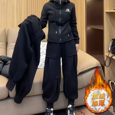 保暖工装卫裤子女2025秋冬季新款